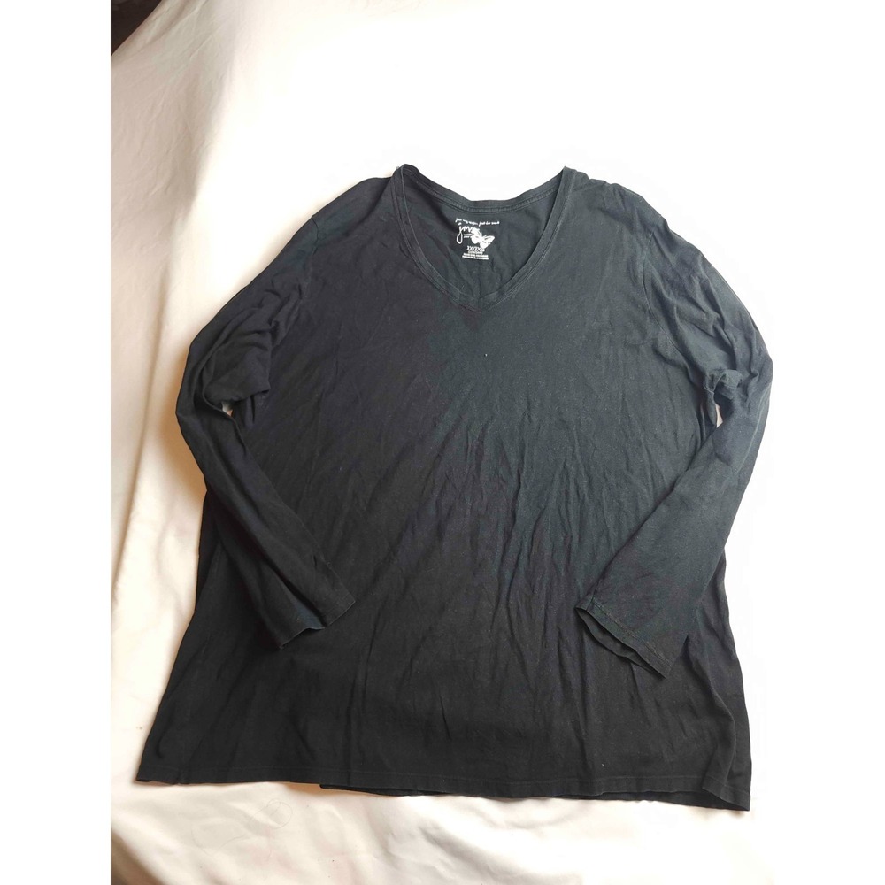 JMSโ Just My Size Shirt Womens Size 3X Black Long Sleeve V-Neck Casual Layering